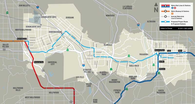 North Hollywood to Pasadena Bus Rapid Transit Project Map.